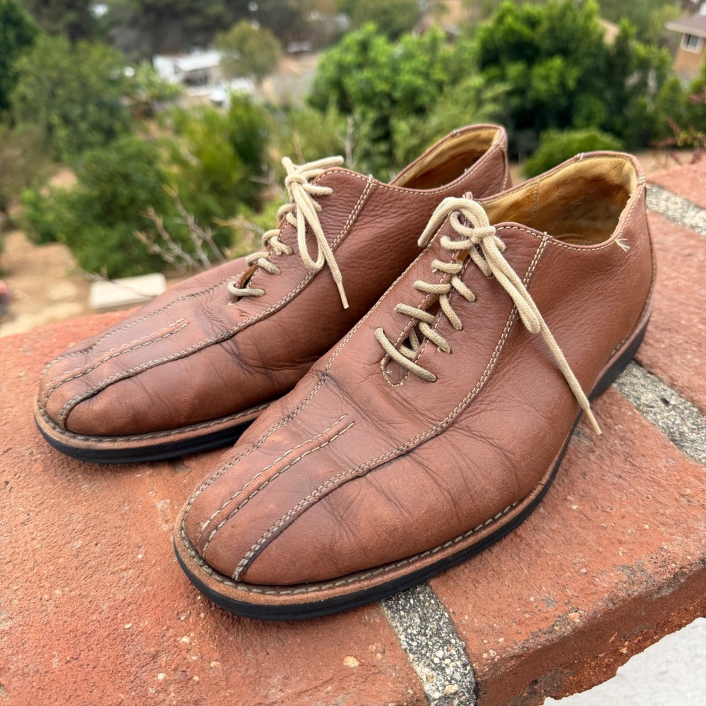 Vintage 90s J Alan Payne Terry Split Toe Leather Oxfords Brown Size 9 M